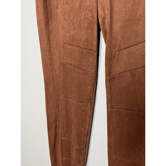 Sundance Luxe Dreams Faux Suede Leggings Pants 2 Ankle-Zip Pull On Stretch Brown - Picture 3 of 5